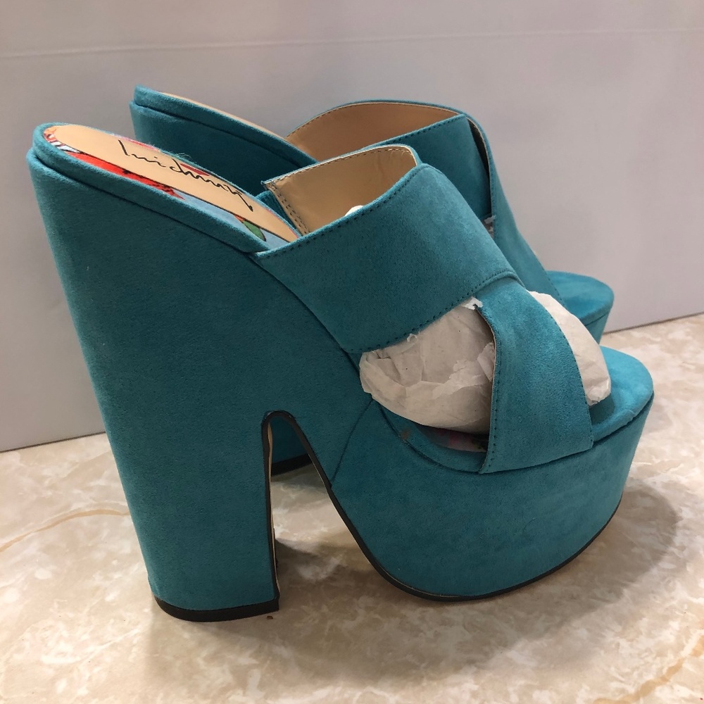 Turquoise BLUE, Teal Luichiny SZ 10 PLATFORM